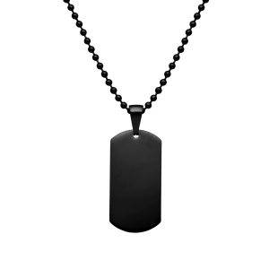 Black Steel Dog Tag Necklace