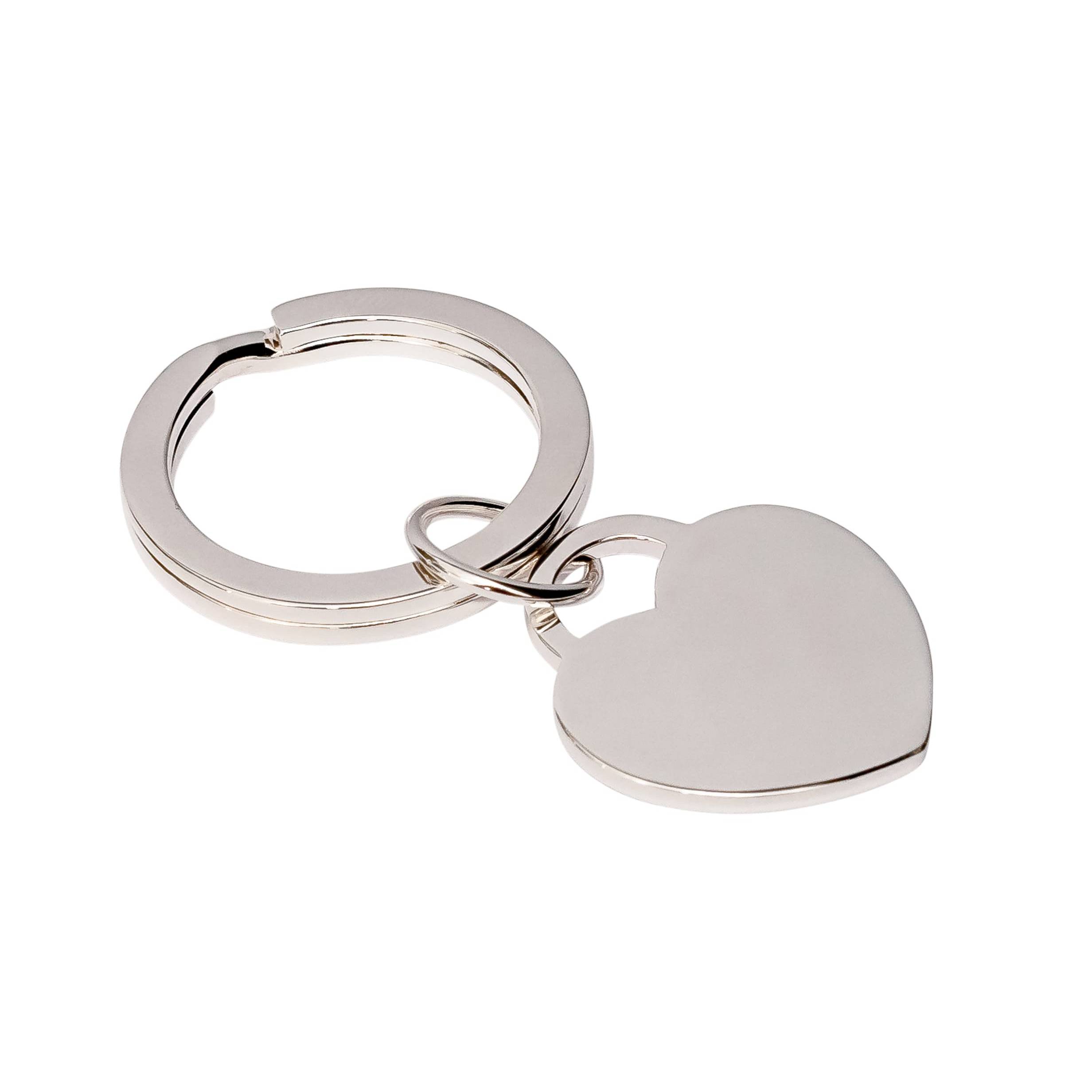 side view sterling silver heart keyring