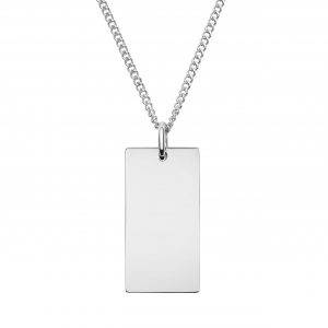 mens stainless steel engraved bar necklace