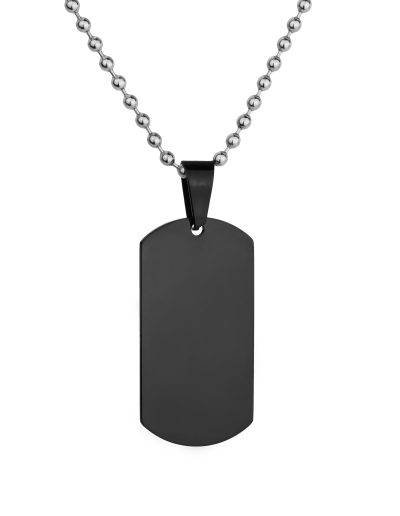 mens black steel dog tag necklace custom engraving