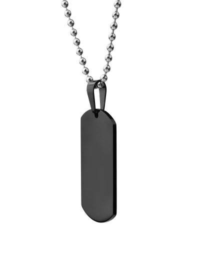 mens black steel dog tag necklace