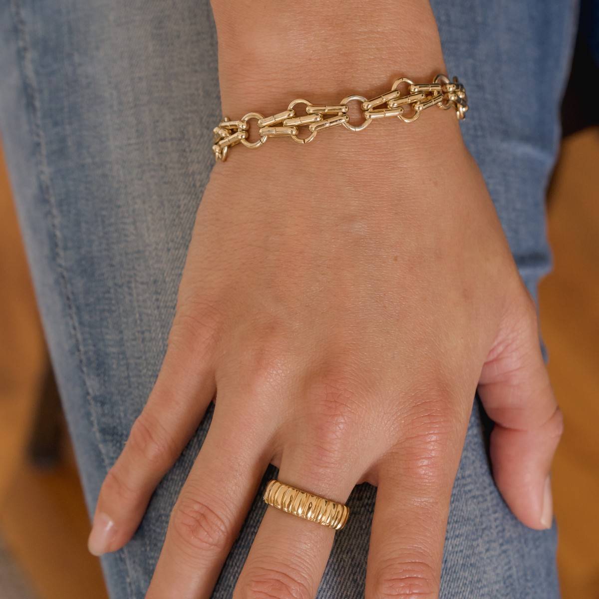 Gold Amalfi Ring + Gold Rope Bracelet