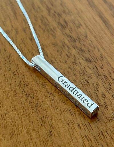personalised silver necklace graduation present or school leaver gift