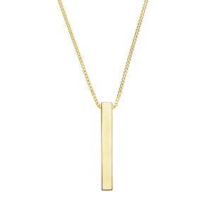 gold block bar necklace with box chain