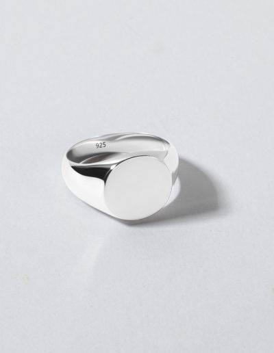 12mm round sterling silver signet ring