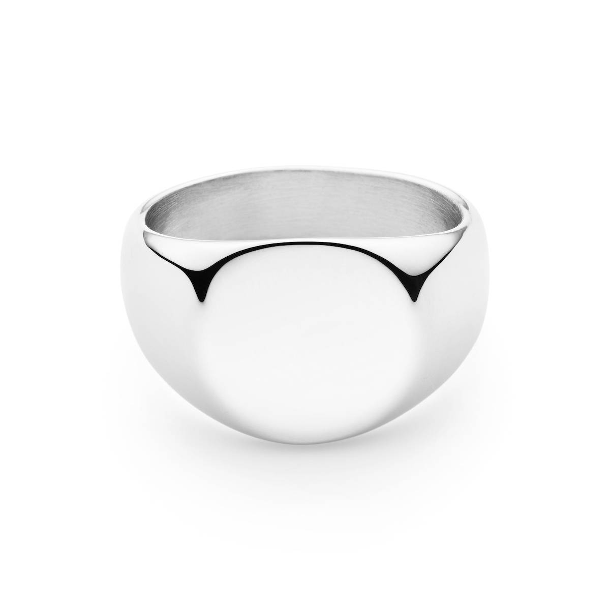Bold Round Steel Signet Ring | The Silver Store