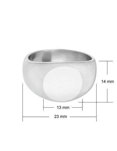 bold round steel signet ring dimensions