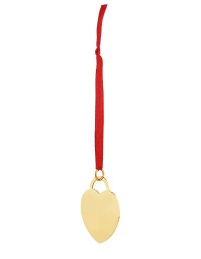 engraved gold heart ornament side view