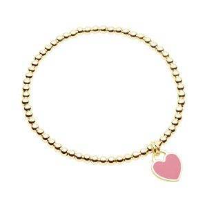 gold stretch bracelet with heart tag