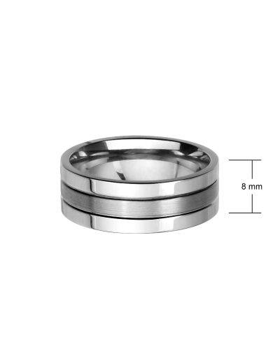 steel ring with brushed detail 8 mm