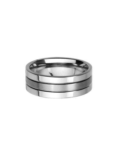 steel ring with brushed detail engrave on inside