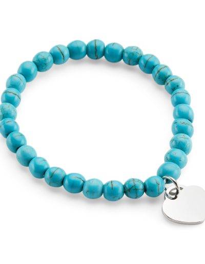 turquoise bead bracelet with engraved pendant
