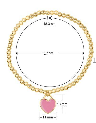 womens gold stretch bead bracelet with personalised heart