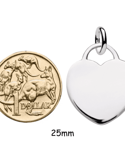 XL 25 mm sterling silver heart tag can be engraved on both sides