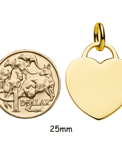 25mm heart pendant gold