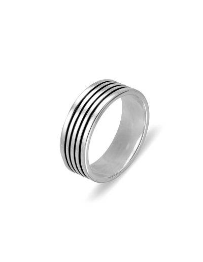 Sterling silver men’s ring with blackened lines
