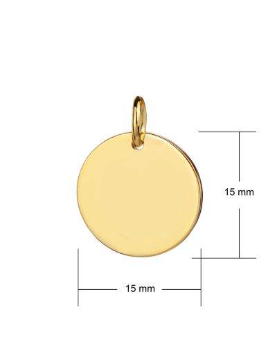 gold 15mm disc pendant dimensions