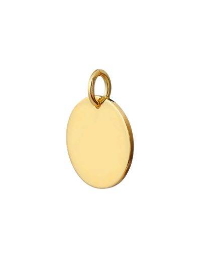 side view 15mm gold disc pendant