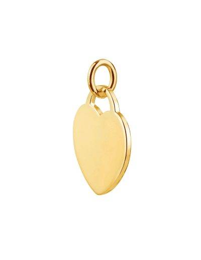 gold 15mm wide heart tag pendant side view