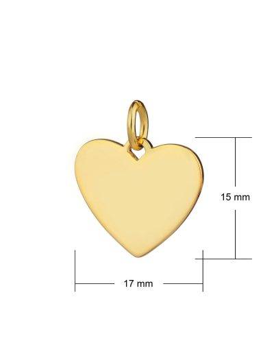gold heart pendant 17m wide dimensions
