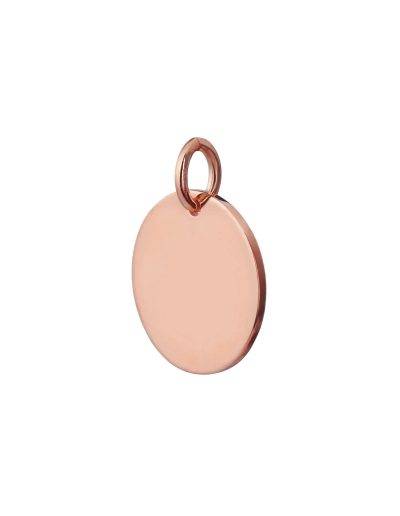 rose gold 15mm disc pendant side view