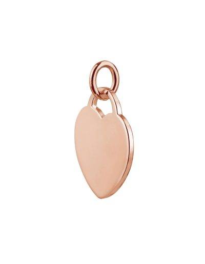 rose gold 15mm wide heart tag pendant side view
