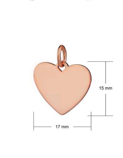 rose gold heart pendant 17m wide dimensions