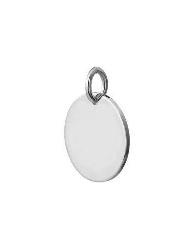sterling silver 15mm disc pendant side view