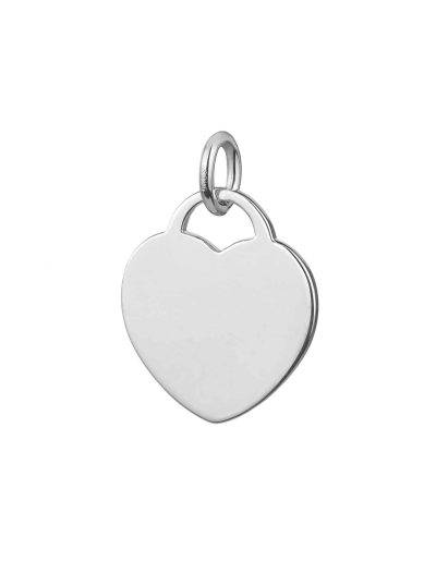 sterling silver 15mm wide heart tag pendant