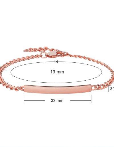 personalised rose gold bar bracelet 19cm