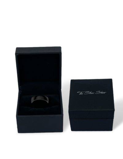 black steel ring with gift box