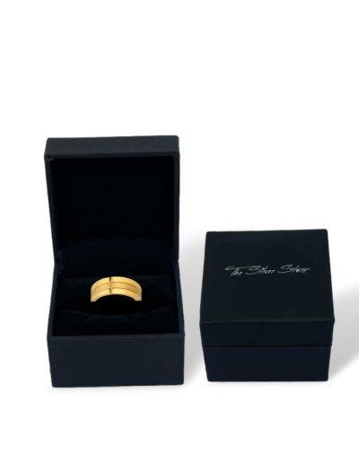 engraved this brushed gold steel ring in gift box