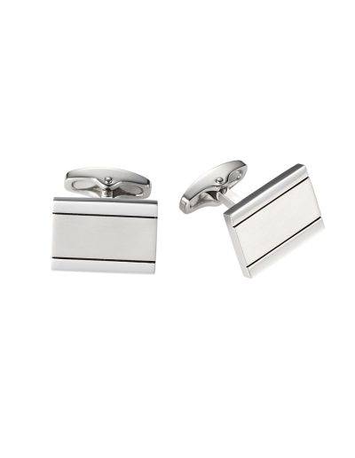engraved initials to these brushed stainless steel cufflinks
