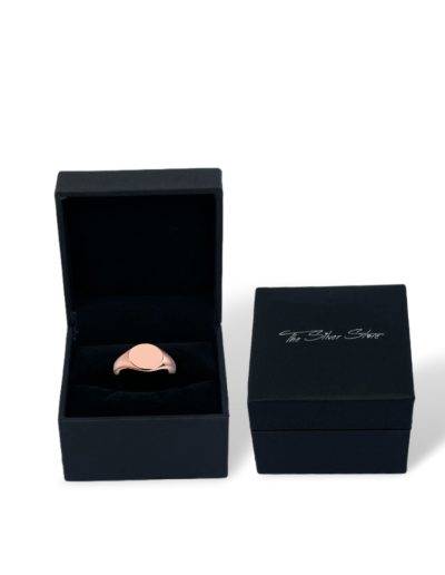 rose gold signet ring in gift box