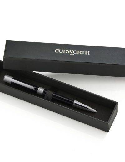 Cudworth black lacquer and chrome pen-in gift box