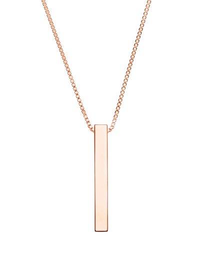 Rose gold block bar necklace