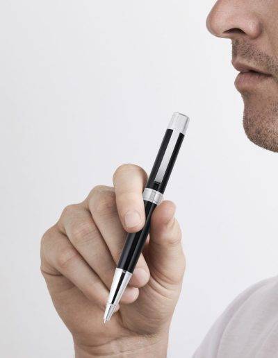 engrave this black lacquer and chrome pen to create a personalised pen