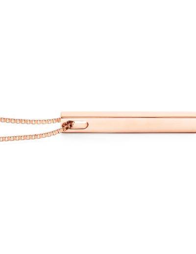 personalised rose gold block bar necklace side view