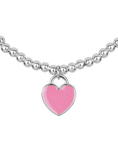 mini heart tag pendant with pink enamel detail