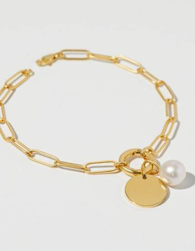 pearl and disc charm bracelet