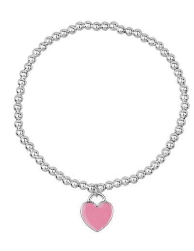 stretch bead bracelet with personalised heart pendant