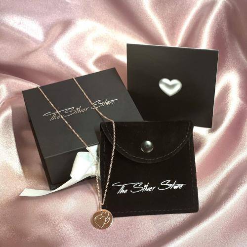 gift box with rose gold disc necklace