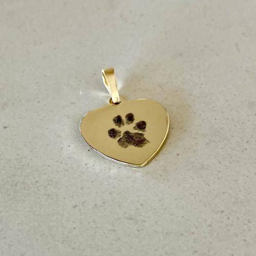 14K Gold Paw Print Necklace, Puppy Paw Pendant, Small Dog Cat Lover Charm  Pendant, Engraved Initial Choker, Personalized Memorial Gift